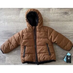 Body Glove Toddler Puffer Jacket 24M Brown Hooded Full Zip NWT Warm Winter Coat